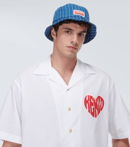 Logo denim bucket hat