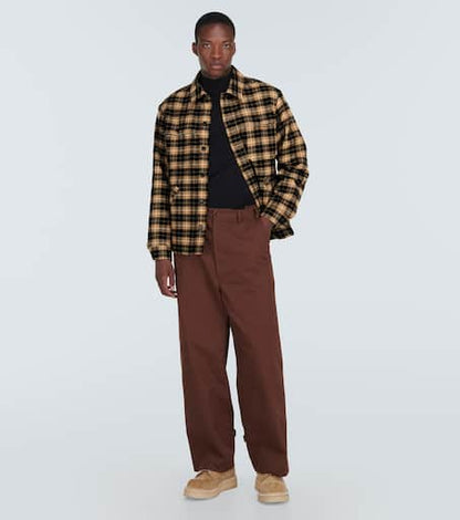 Checked wool-blend overshirt