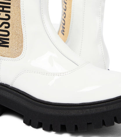 Logo patent leather boots