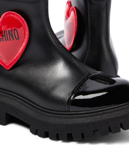 Heart patent leather boots