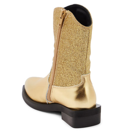 Logo glitter leather cowboy boots
