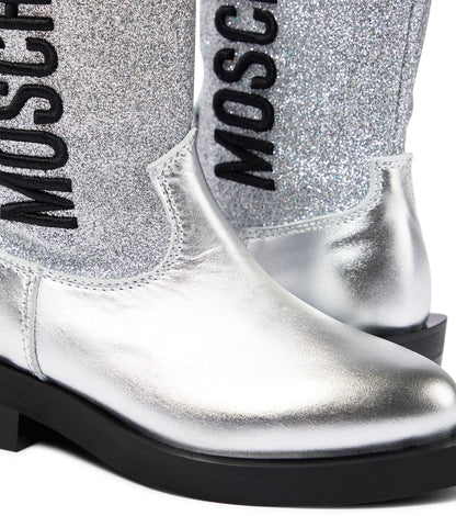 Logo glitter leather cowboy boots