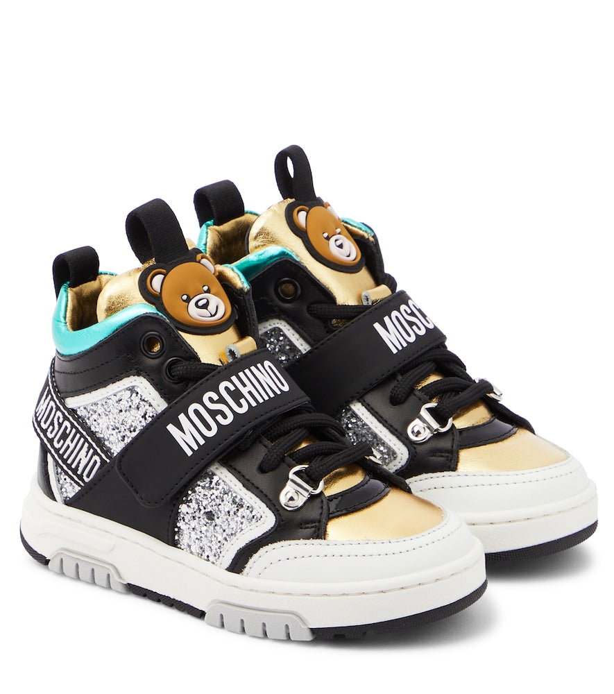 Logo leather high-top sneakers