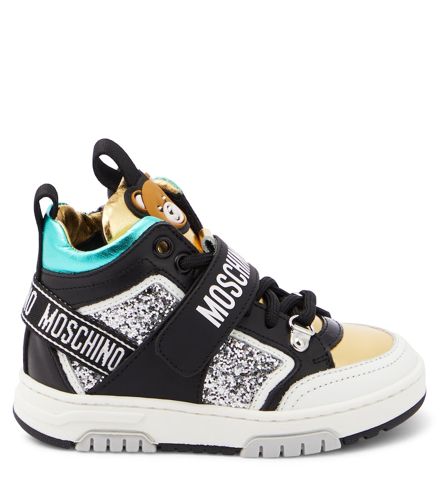 Logo leather high-top sneakers
