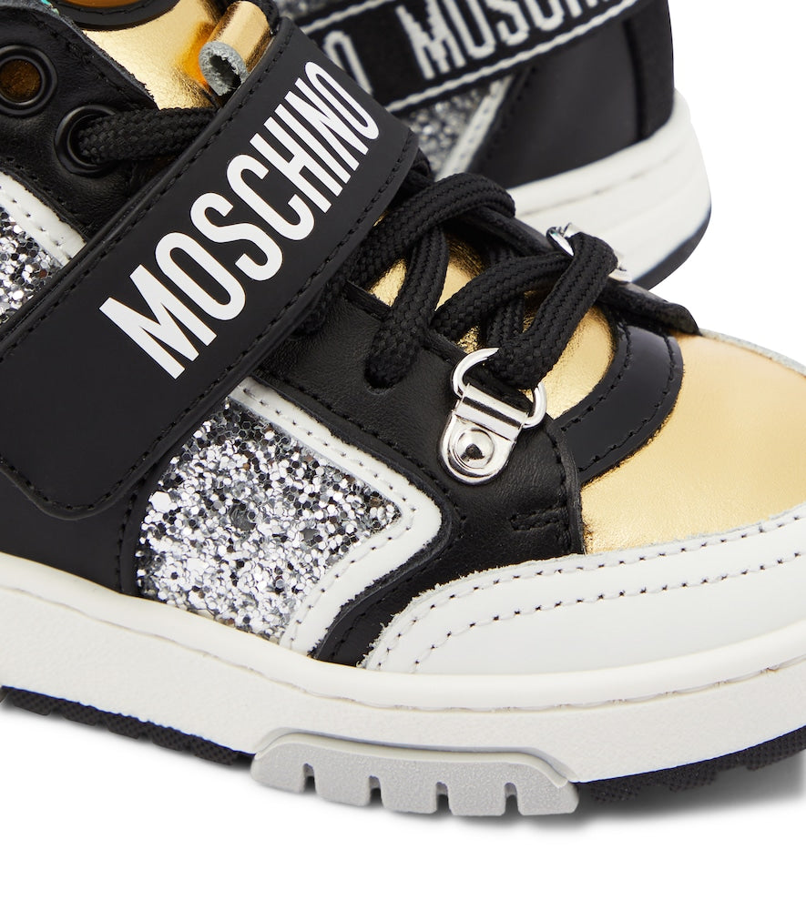 Logo leather high-top sneakers