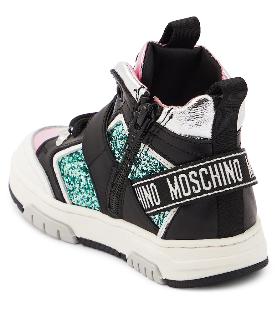Logo leather high-top sneakers