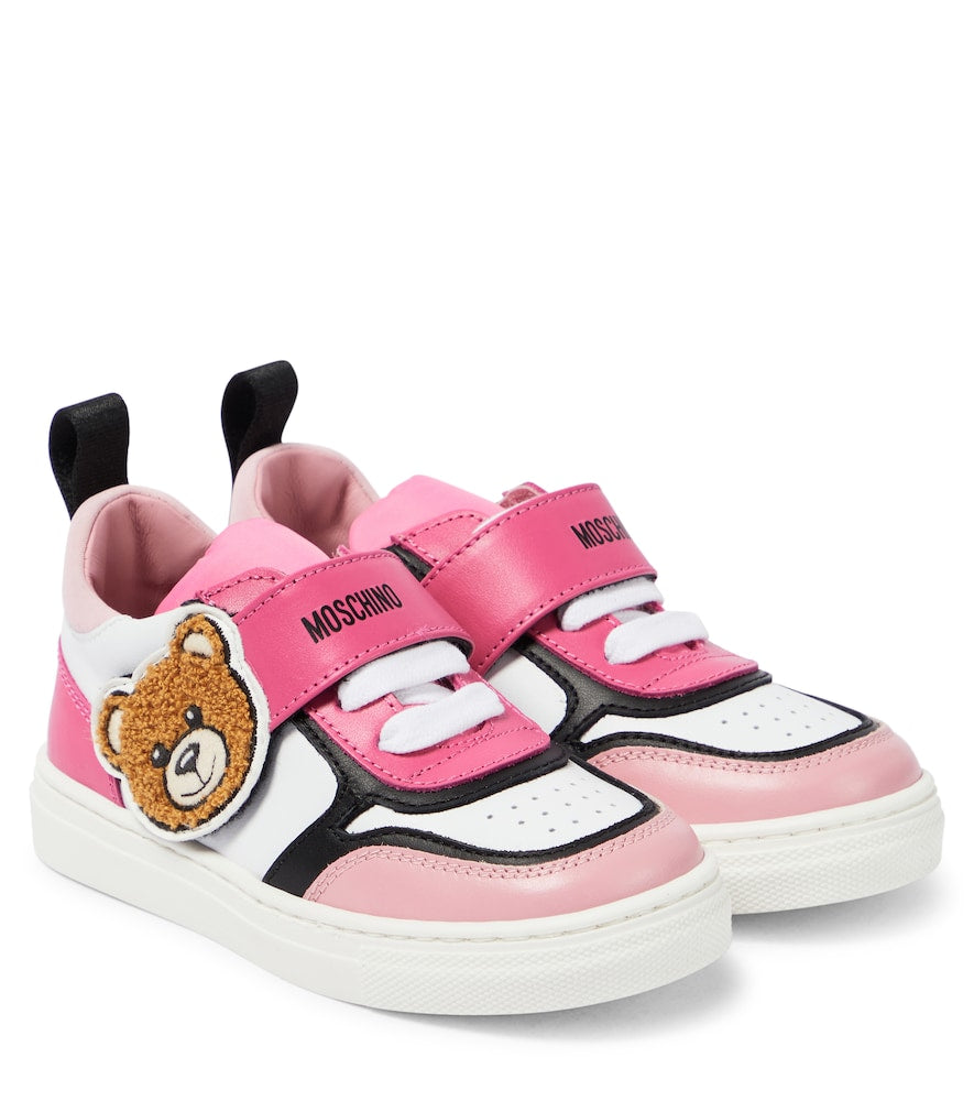 Leather-trimmed sneakers
