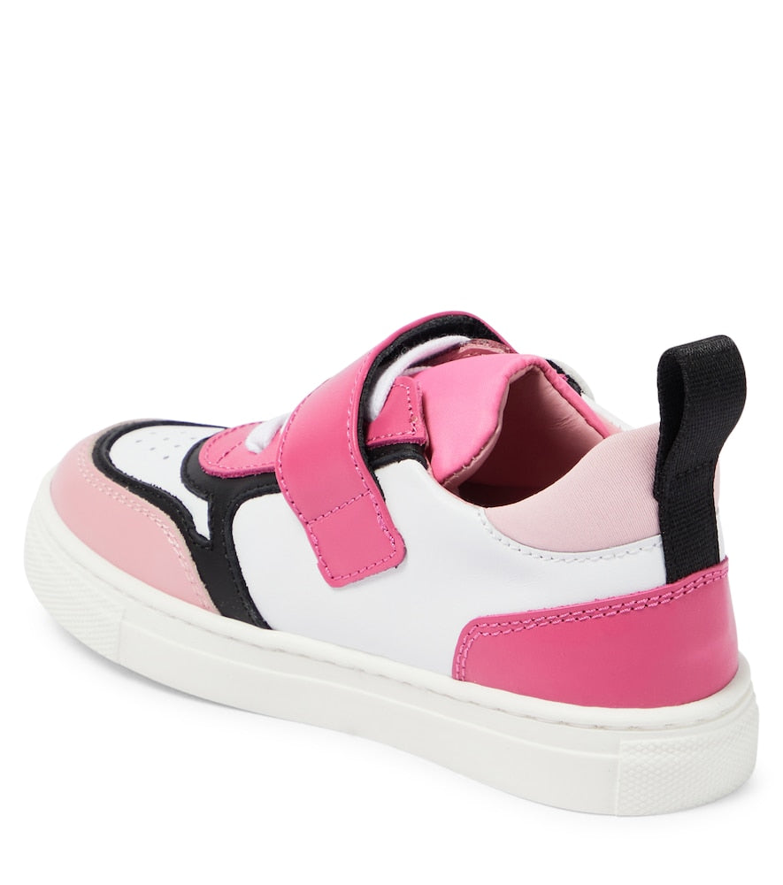 Leather-trimmed sneakers