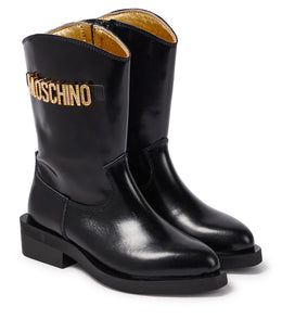 Logo patent leather cowboy boots