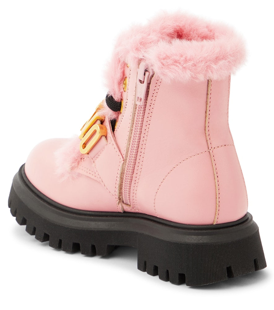 Logo leather boots