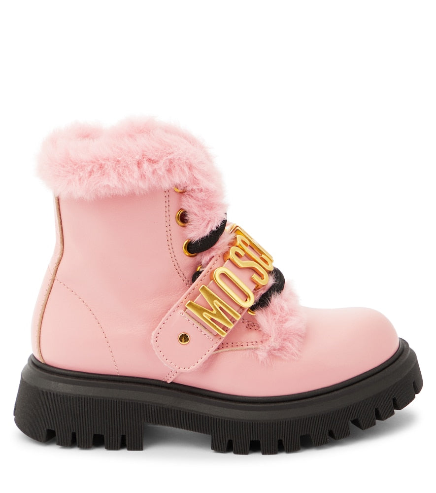 Logo leather boots