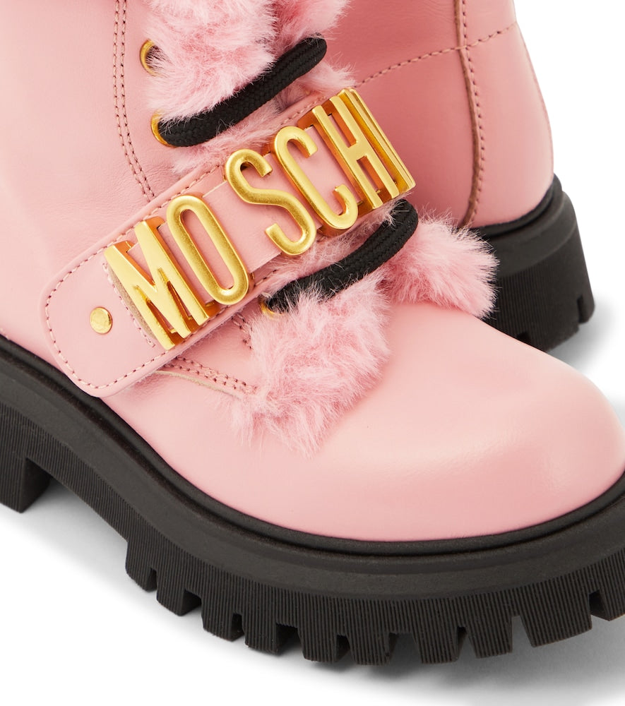 Logo leather boots