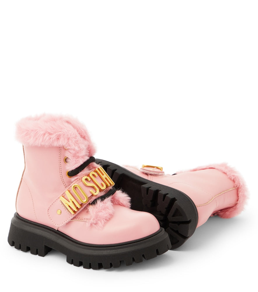 Logo leather boots
