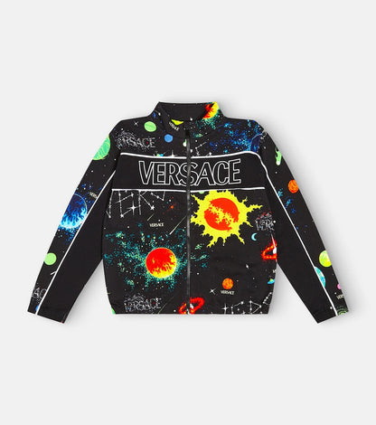 Printed cotton jersey track jacket