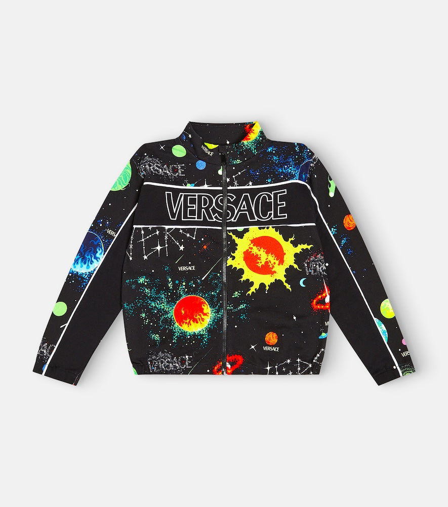 Printed cotton jersey track jacket