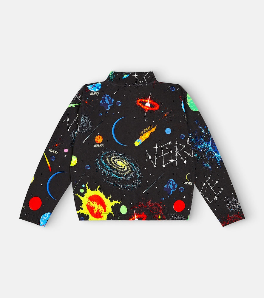 Printed cotton jersey track jacket