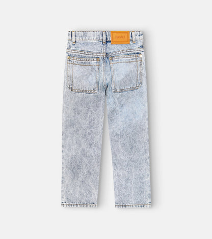 Embroidered logo straight jeans