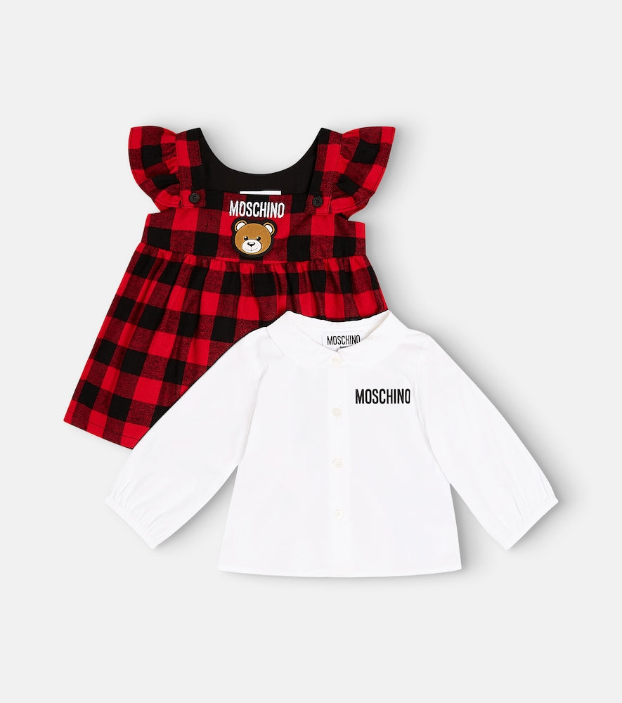 Baby Teddy Bear cotton top and dress set