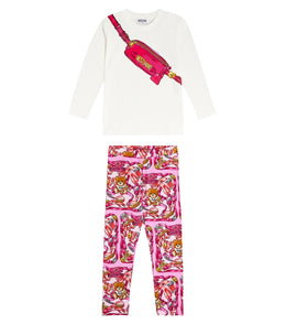 Printed cotton-blend top and leggings set