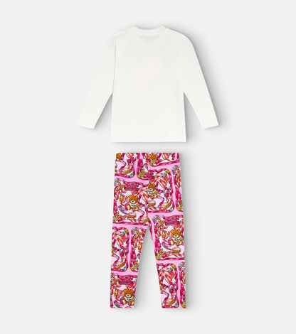 Printed cotton-blend top and leggings set