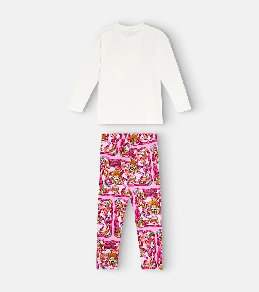 Printed cotton-blend top and leggings set