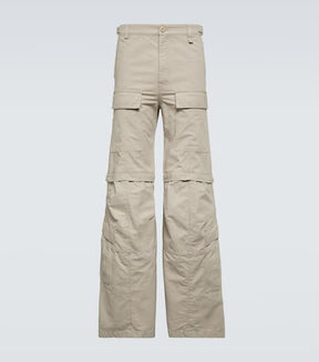 Hybrid flared cotton cargo pants