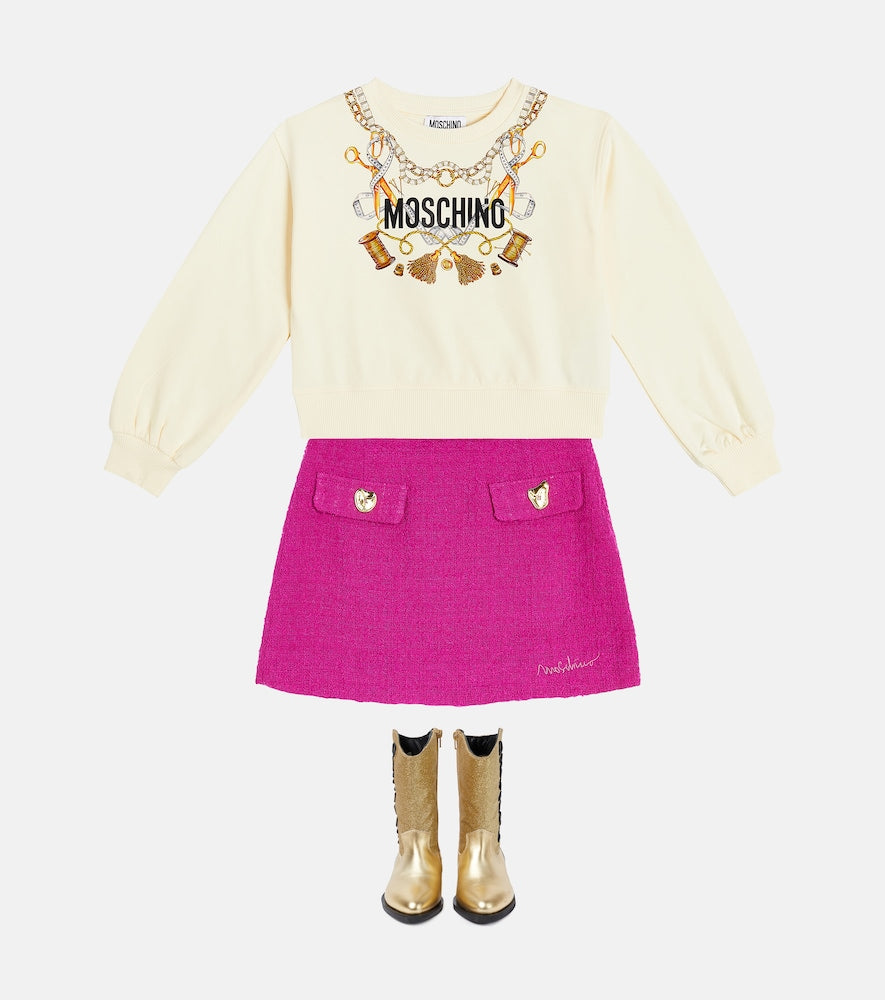 Wool-blend bouclé skirt