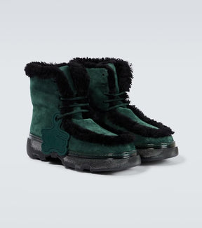 Shearling-trimmed suede ankle boots
