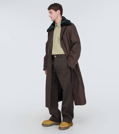 Cotton twill straight pants