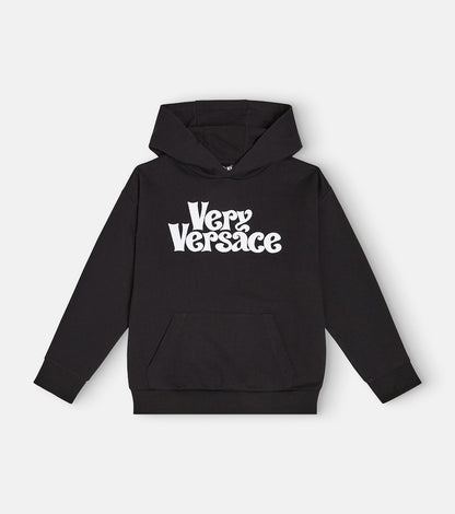 Printed cotton jersey hoodie
