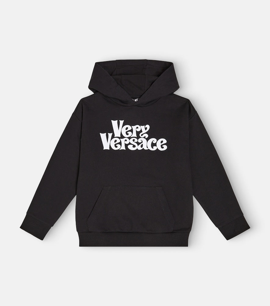 Printed cotton jersey hoodie