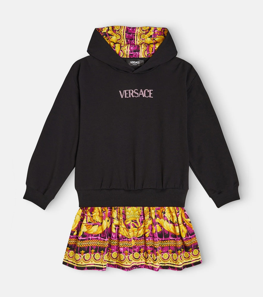 Logo printed cotton-blend dress