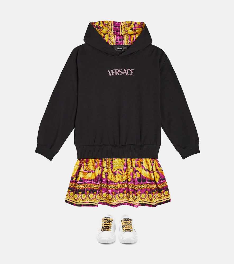 Logo printed cotton-blend dress