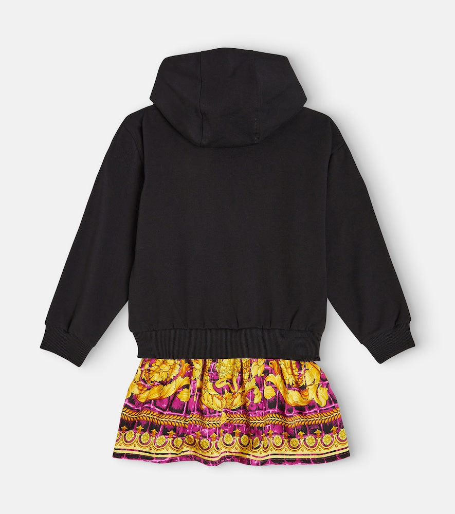 Logo printed cotton-blend dress