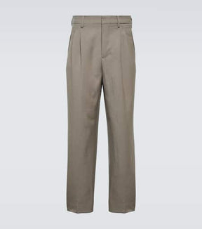 Wool gabardine straight pants