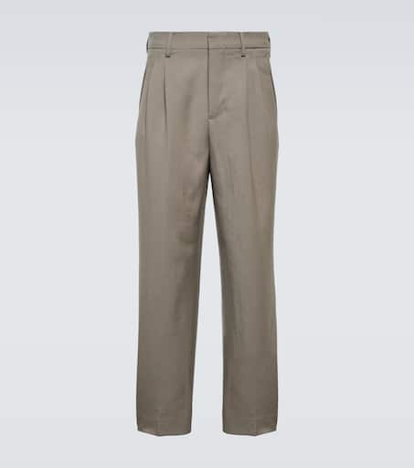 Wool gabardine straight pants