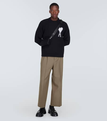 Wool gabardine straight pants