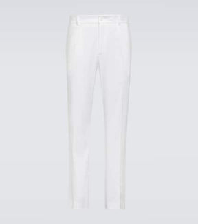 Linen-blend straight pants