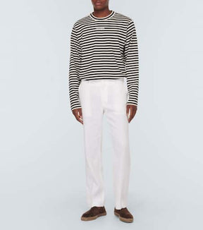 Linen-blend straight pants