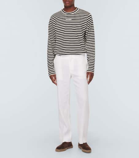 Linen-blend straight pants