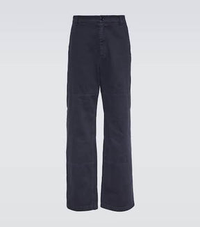 Mid-rise straight cotton pants