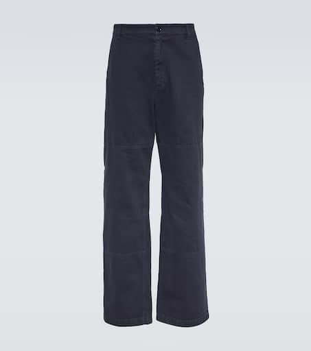 Mid-rise straight cotton pants