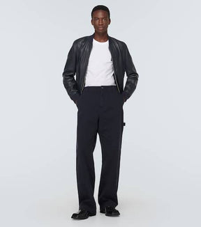 Mid-rise straight cotton pants