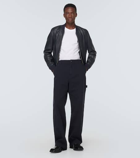Mid-rise straight cotton pants