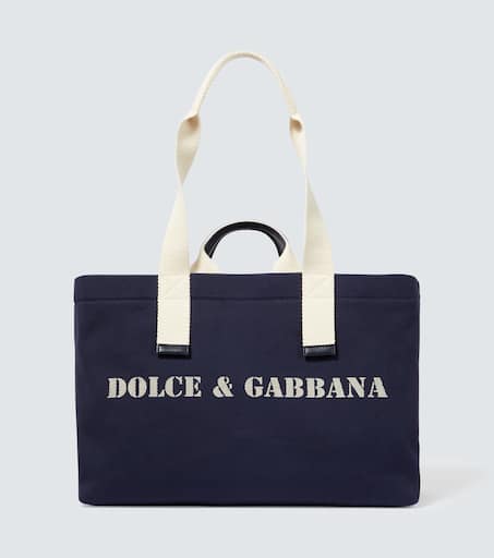 Logo leather-trimmed tote bag