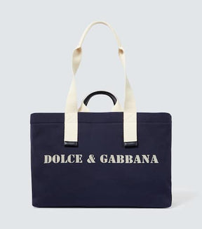 Logo leather-trimmed tote bag