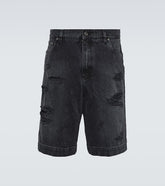 Distressed denim shorts