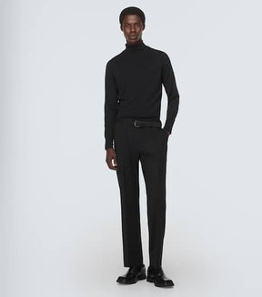 Wool-blend suit pants