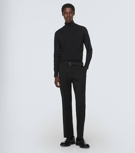 Wool-blend suit pants