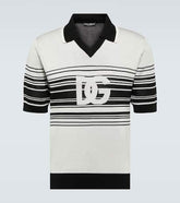 Logo striped silk jacquard polo shirt